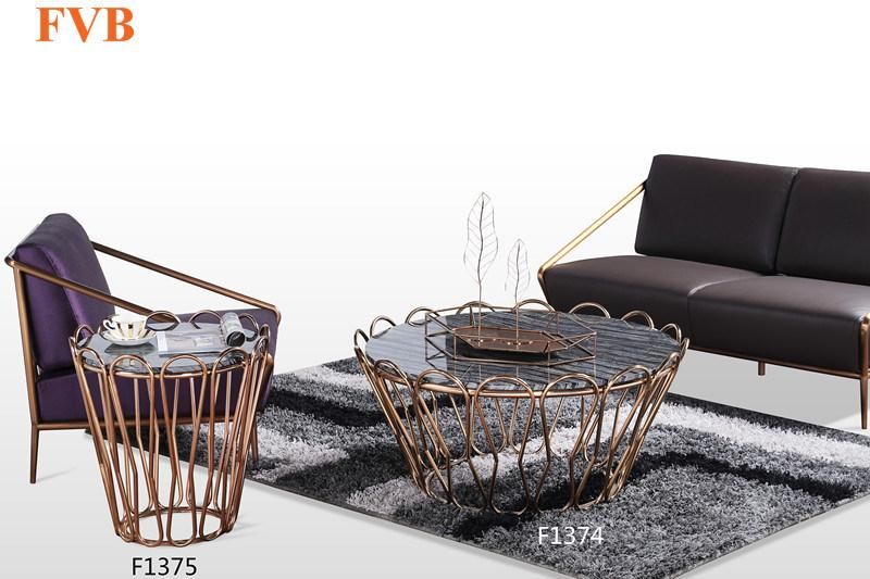 Modern Glass Coffee Table Set Stainless Steel Living Room Furniture