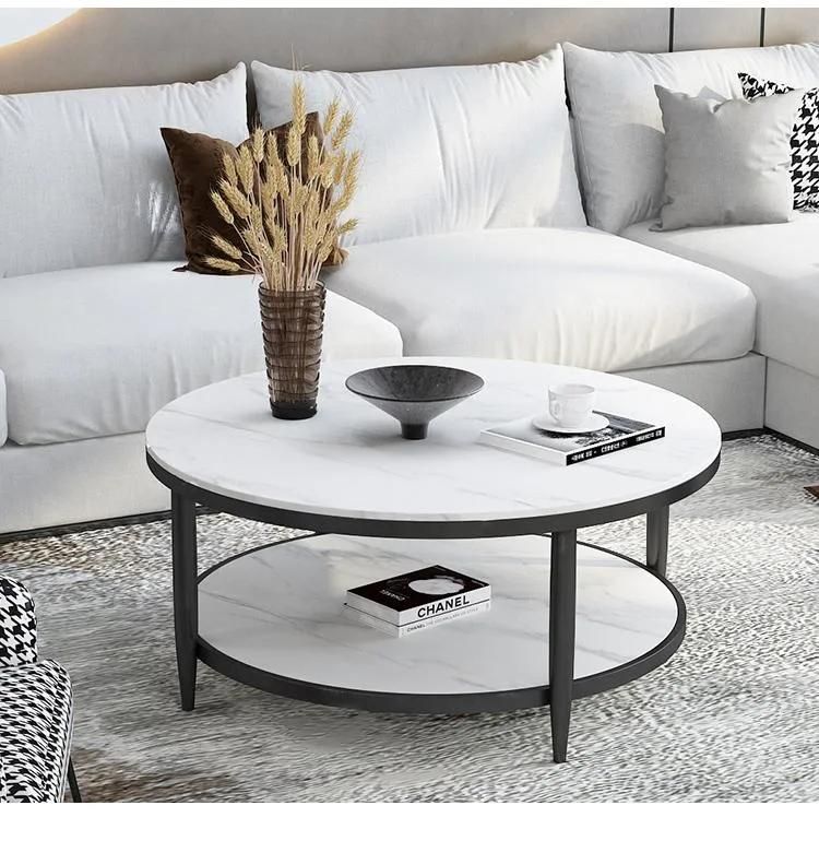 Yuhai Hot Sale Design Modern Furniture Living Room Table Basse Tempered Round Plate Rockgold Coffee Tables