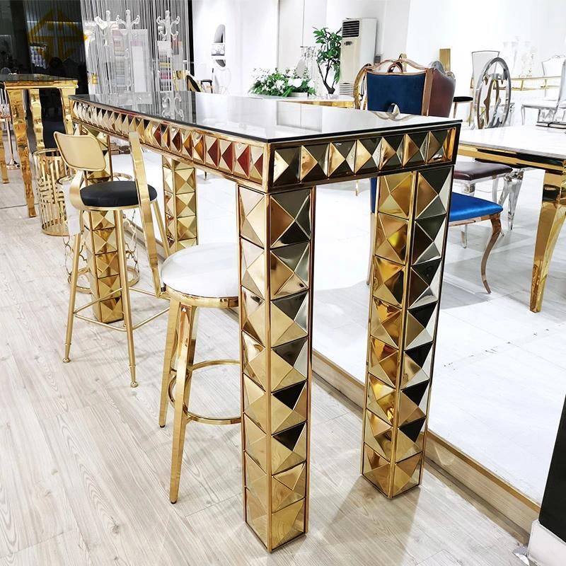 Luxury Elegant Design Gold Stainless Steel with Leather Antique Bar Stool