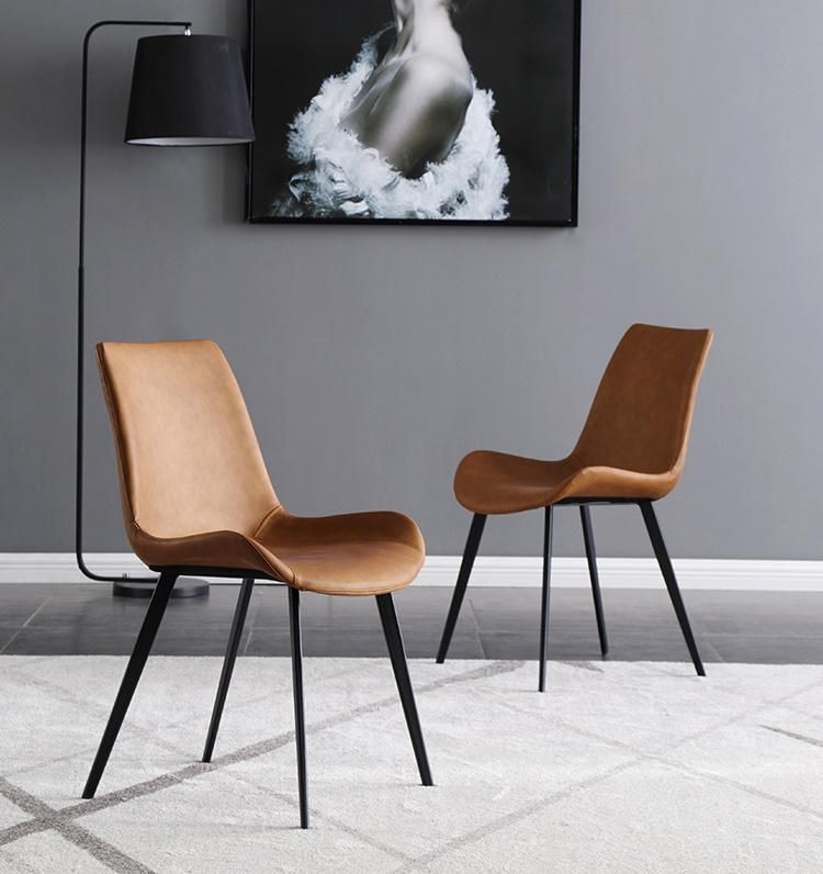 Modern Simple Power Coated Metal Chair Leg Dining Chairs