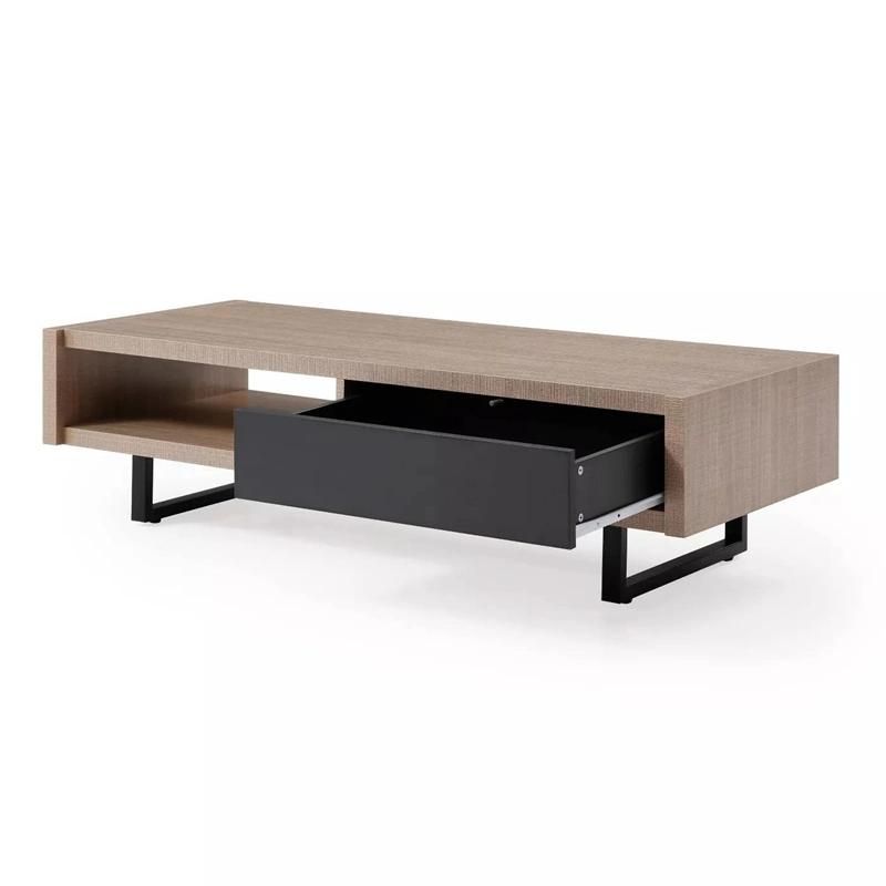 Fashionable Living Room Furniture Sofa Snack End Tables Cocktail Wood Console Tea Coffee Table with Shelf Drawer Metal Legs