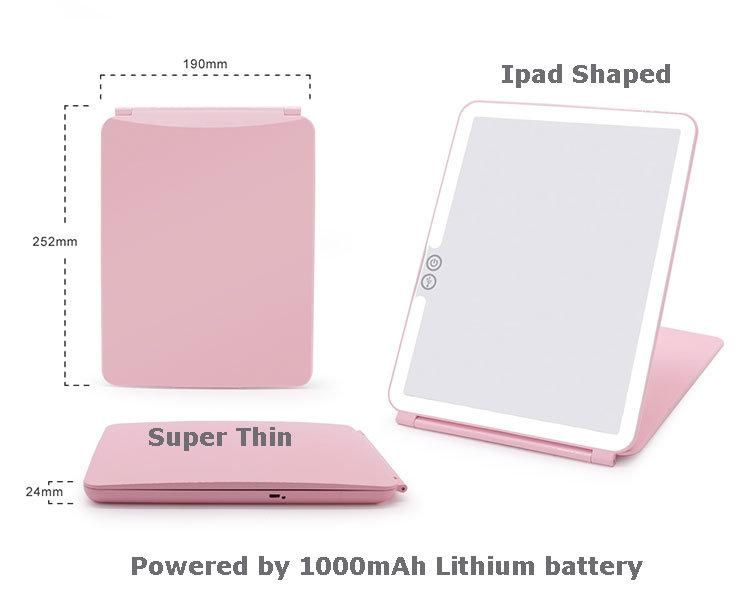 Super Slim Foldable LED Products Dimmable Brightness LED Makeup Mirror with Touch Sensor