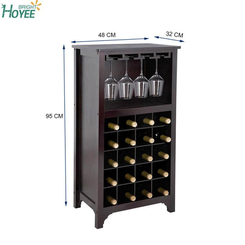 Black MDF Wine Rack 20 Bottles with Wooden Skin