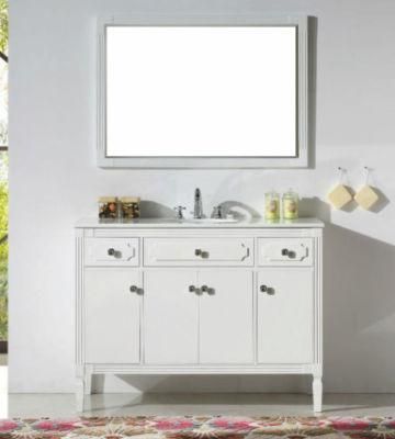 Modern Single Sink Solid Wood White Bathroom Vanity