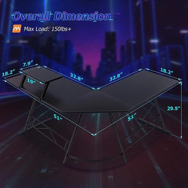 Best Home Office Computer Table L Shaped Long Corner Gaming Desk with Shelf and Monitor Stand