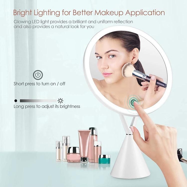 High Definition LED Makeup Mirror Ring Light Mirror 5X Magnifying Removable Mirror with Touch Sensor