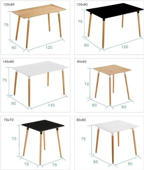 Contemporary Modern Dining Table and Chairs Kitchen Dining Room Table Set with Wood Legs