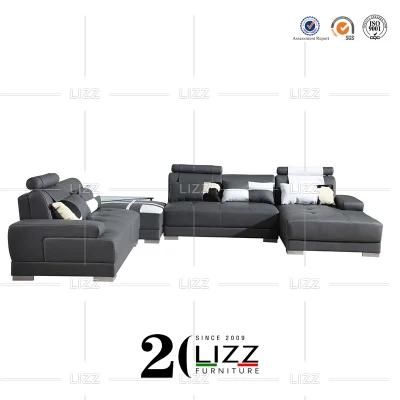 European Hot Selling Sectional Modern Sofa Set Furniture U Shape Chesterfield Corner Living Room Geniue Leather Sofa