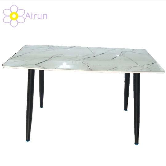 Italian Luxury Design Round Marble Glass Top Dining Table Set with Metal Legs