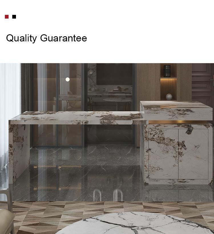 Modern Furniture Snow White Rock Plate Marble Stone Kitchen Table Island