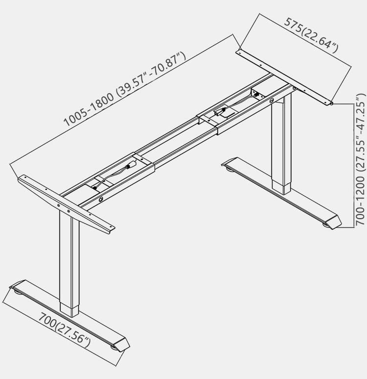 Electric Height Adjustable Standing Desk Frame