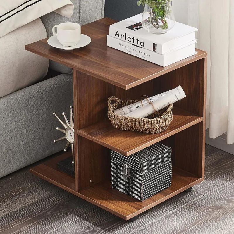 Modern Nightstand End Side Table Bedside Table with Rolling Wheels