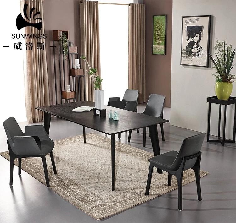 Elegant Black Painting Simple Dining Table Customized Doing Marble Top