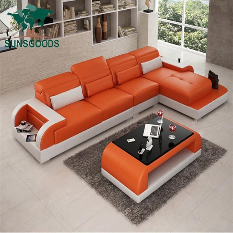 European Italy U Shape Home Modern Leisure Comfortable Chaise Living Room Furniture Leather Sofa