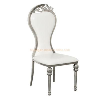 Modern White Silver Hotel Metal Stacking Restaurant Chiavari Dining Banquet Event Chair