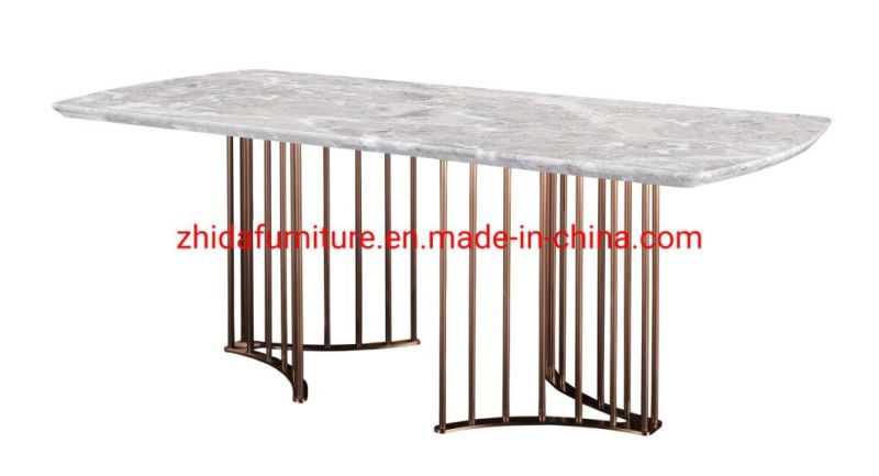 Luxury Stainless Steel Marble Top Restaurant Home Hotel Lobby Dining Table