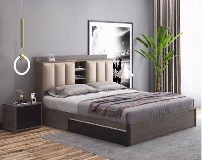 2021 Modern Bedroom Furniture Italian Latest Double Genuine Leather Luxury Comfy King Size Bed Sets