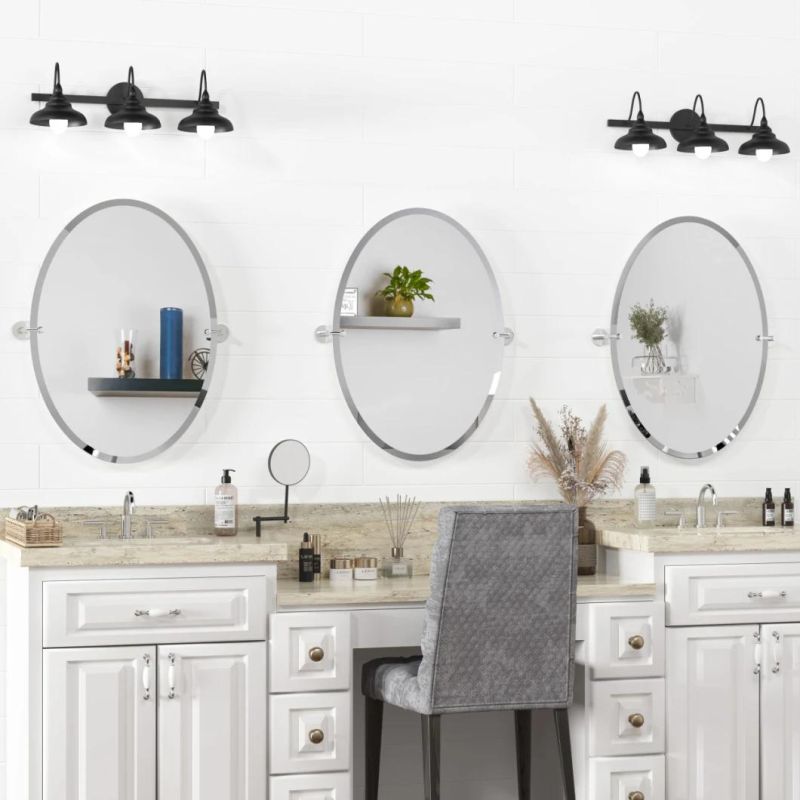 Silver IP44 High Standard Bathroom Furniture White Floor Mirror with Good Price