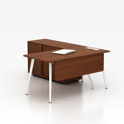 Wooden Color L Shaped Luxury Executive Furniture Modern Home Office Desk