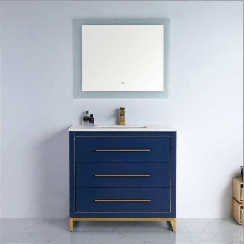 Simple Solid Wood Bathroom Vanity with Ceramics Top Modern Luxury