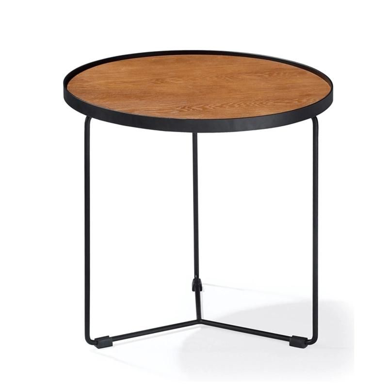 Nova Modern Living Room Furniture Round Walnut MDF Coffee Tables Black Metal Bracket