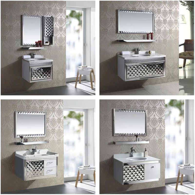 Stainless Steel Bathroom Vanity Cabinet Cosmetic Mirror Cabinet with Shelf