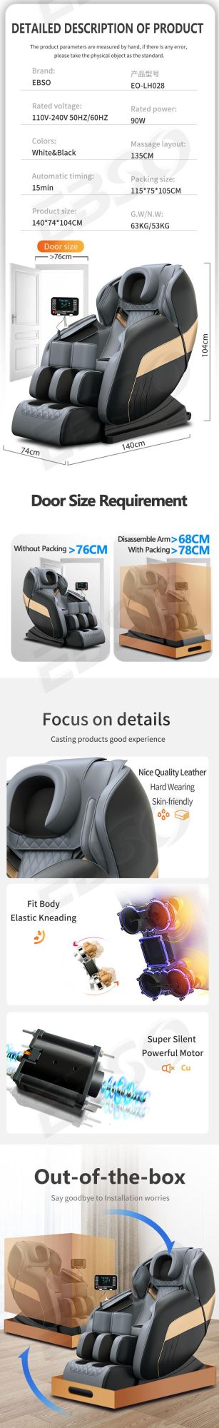 New Modern Design Foot Chair Massage Chair 3D Zero Gravity