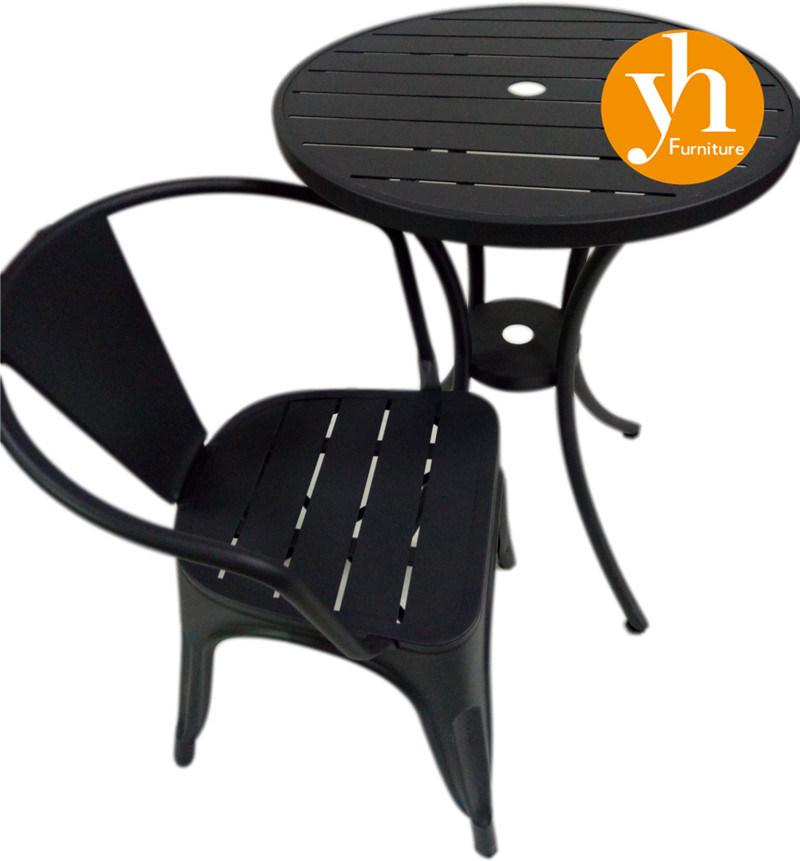 Modern Outdoor Garden Home Balcony Bar Bistro Furniture Wood Bar Chair Aluminum High Table and Chair Bar Stools