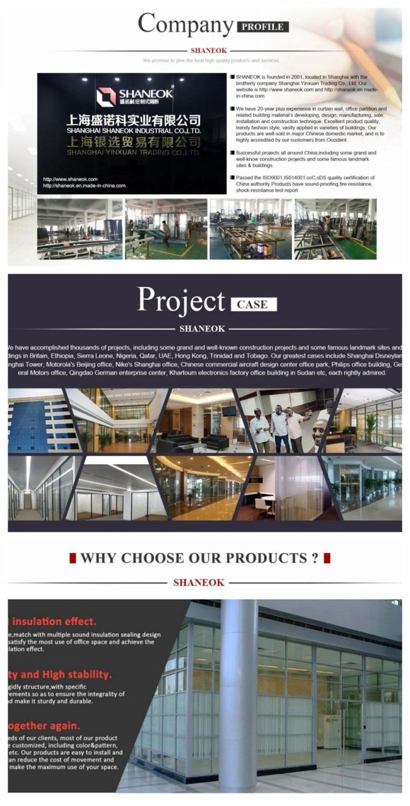 Decorative Office Half Glass Wall Partition, MDF Office Partition Wall