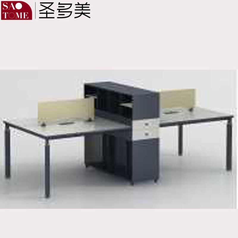 Modern Office Furniture Desk for Two People with Screen Clip and File Rack Work Table