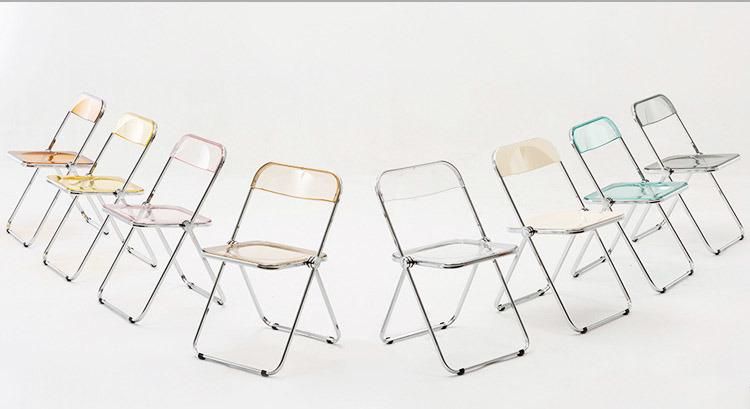 Modern Design Luxury Hotel Metal Transparent Foldable Chairs Event Dining Room Clear Plastic Acrylic Folding Chairs