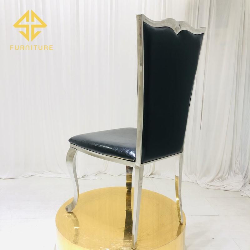 New Arrival Stainless Steel Black Back Dining Chair Hotel Furniture Wedding Events Used