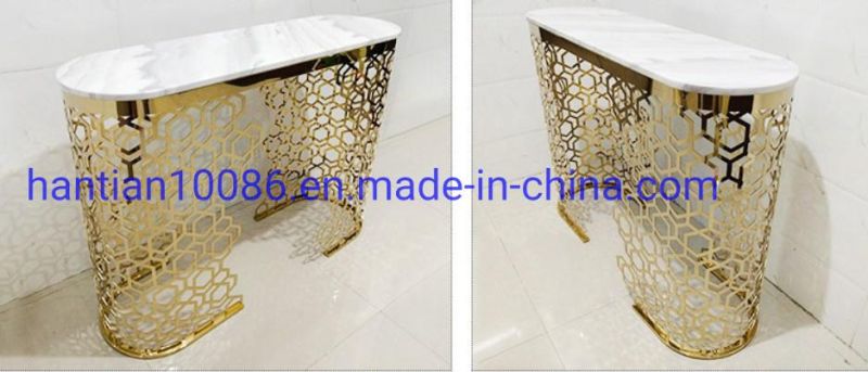 Luxury Two Layers Stainless Steel Base Hallway Corner Table Decorative Living Room Console Table