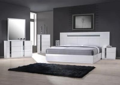 Latest Design Modern White High Gloss Bedroom Furniture Set King Queen Bed