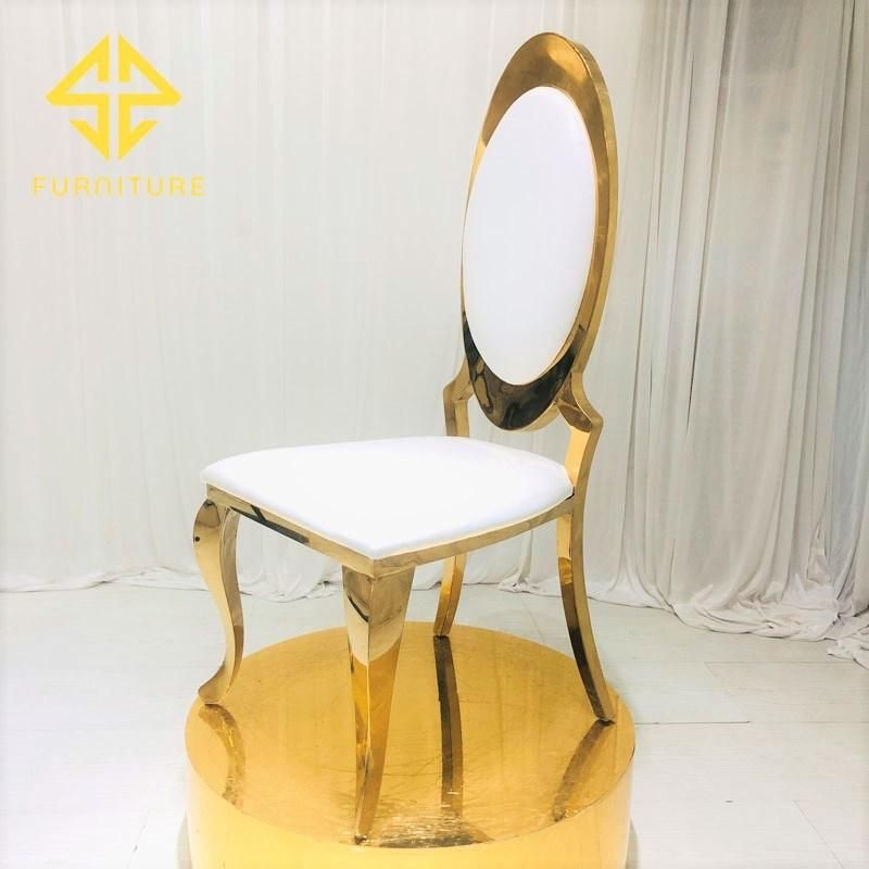 Contemporary Style Stainless Steel Golde Dining Chair with Leather Seat