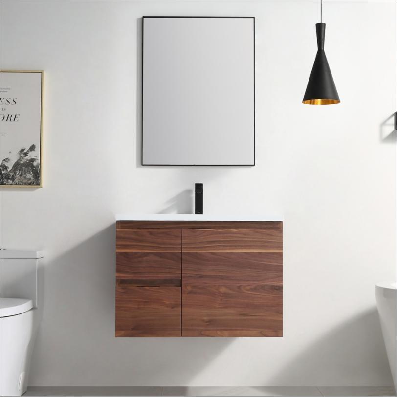 Solid Wood Bathroom Vanity Simple Modern with Ceramics Top