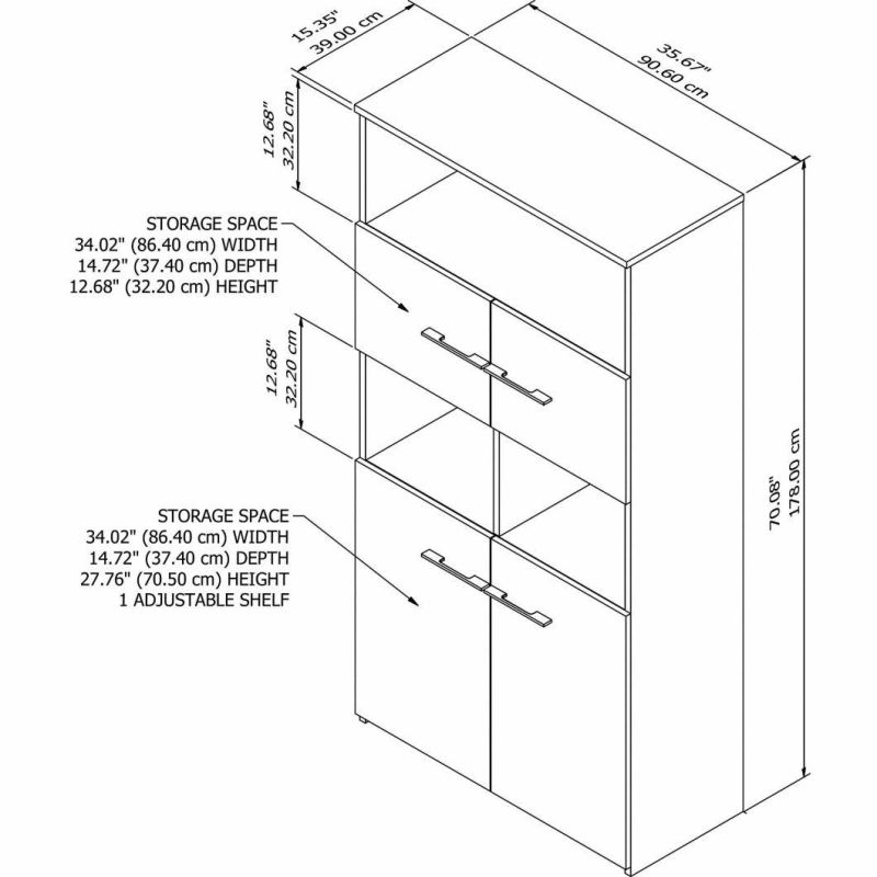 Office 5 Shelf Bookcase with Doors