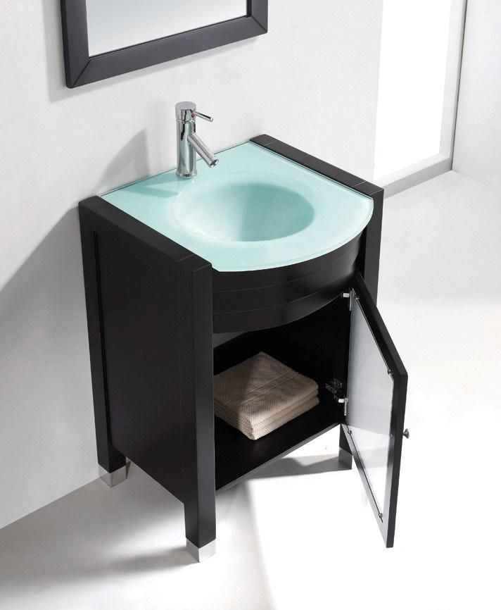 Solidwood and Plywood Bathroom Cabinets with Glass Basin Classic American Style Bathroom Furniture