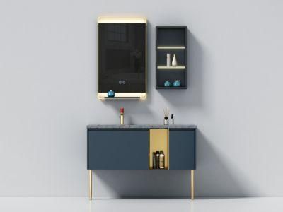 Modern Customizable Optional Melamine Bathroom Cabinet Whit Side Cabinet and LED Mirror Bathroom Vanity