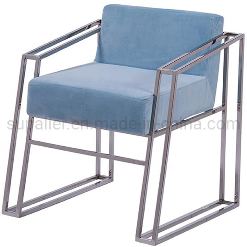 Nordic Style Living Room Furniture Blue Linen Fabric Sofa Chair