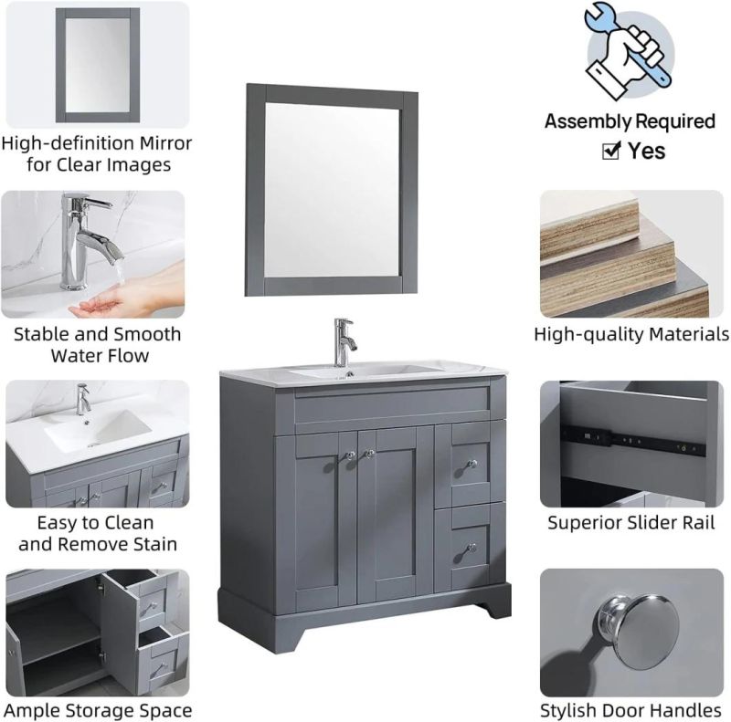 New Grey Waterproof Home Decorative Bathroom Cabinet