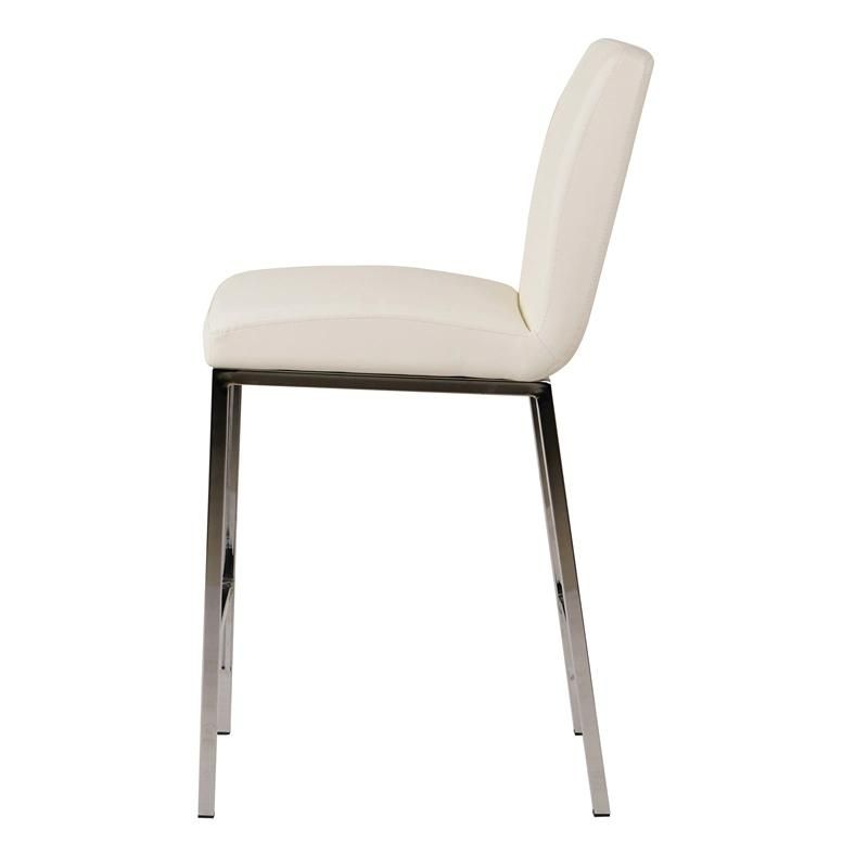 Square Factory Price Modern White PU Leather Bar Chair with Metal Legs