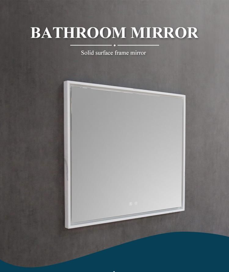 Hotel Marble Texture Solid Surface Frame Bathroom Mirror Mirrors