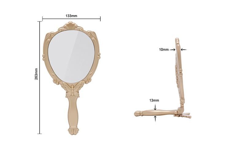 Hot Selling High Definition Glass Delicate Pattern Framed Makeup Mirror Hand Mirror