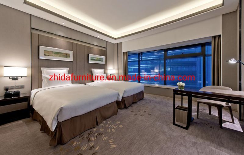 Chinese Furniture 5 Star Hilton Hotel Apartment Bedroom Wooden Furniture King Size Bed for Sale