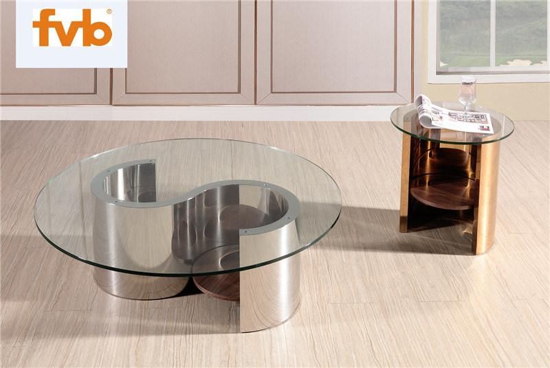 Living Room Stainless Steel Coffee Table with Nature Marble