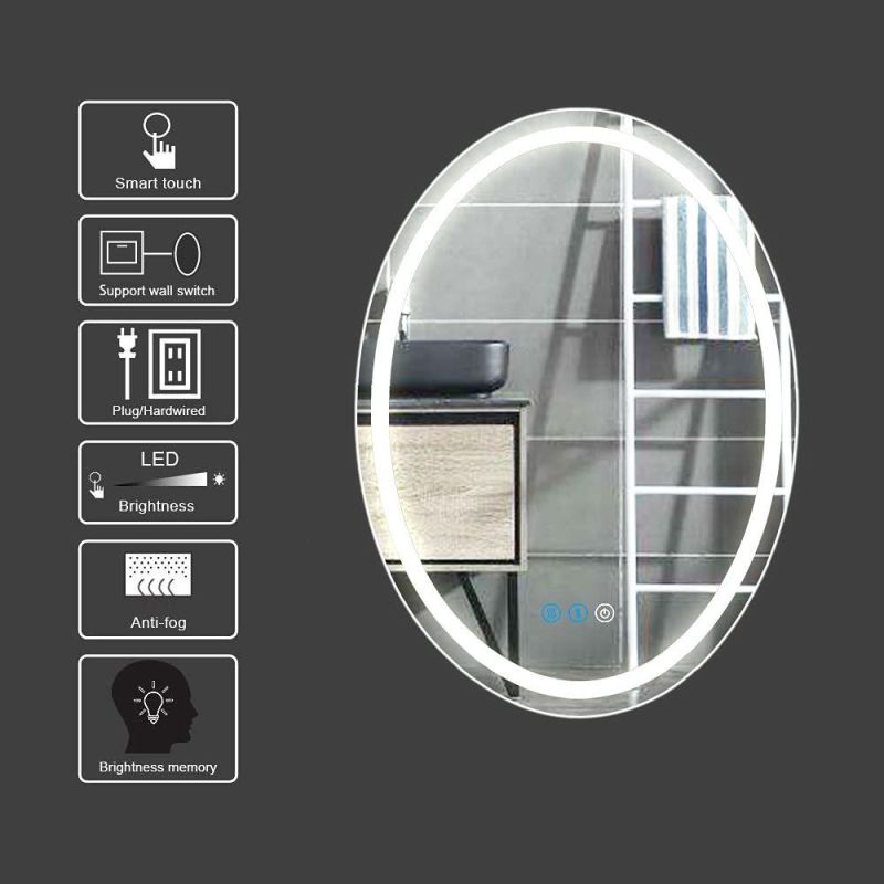 Hotel Home Decor Wall Mounted Decorative Frameless Rectangle Round Backlit Mirror Lighted Bathroom LED Mirror Illuminated Smart Mirror