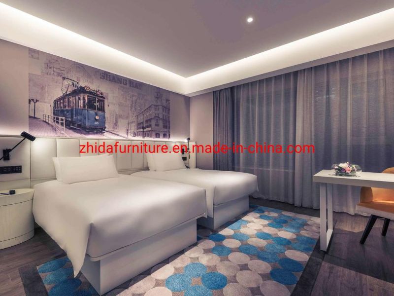 5 Star Commercial Hotel Bedroom Furniture King Size Bed with Bed End Stool China Manufacturer for Hilton VIP Room