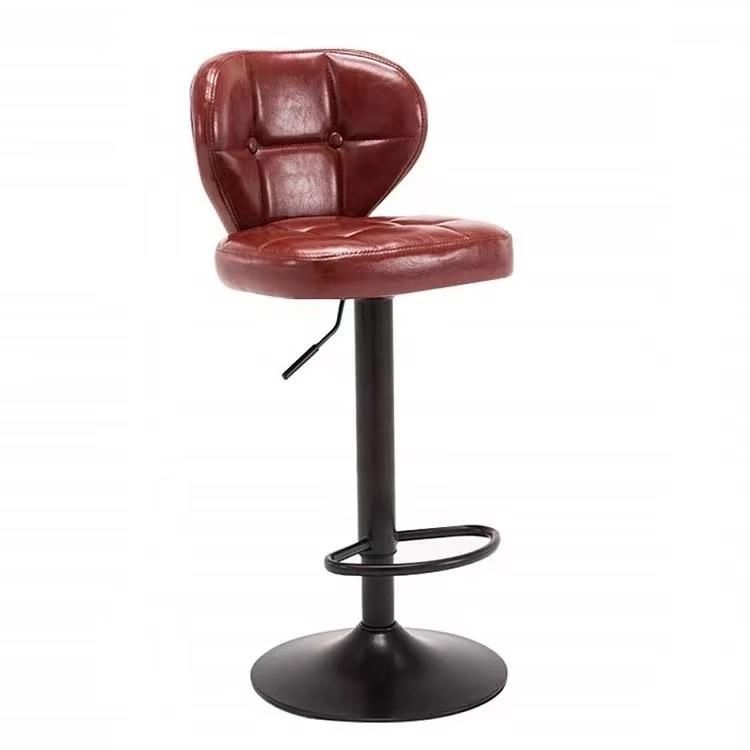 Leather Upholstered Adjustable Bar Stool Kitchen High Bar Chair Furniture