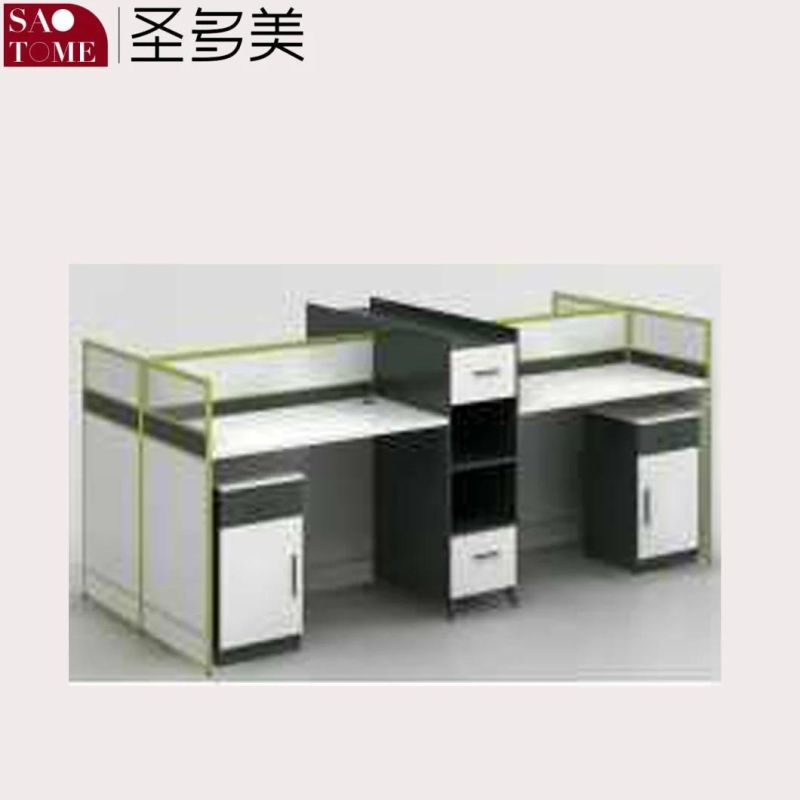 Office Furniture Two-Seater Desk with Fixed Cabinet